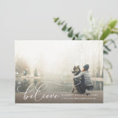 Kerstkaart Believe Foto (Staand voorkant)