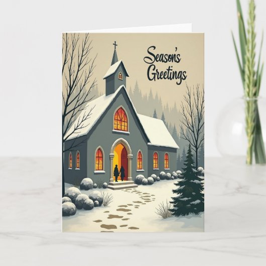 Kerstkaart Besneeuwde Kerk Kaart (Voorkant)