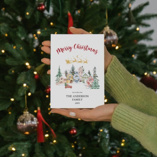 Kerstkaart | Besneeuwde winters huis scene