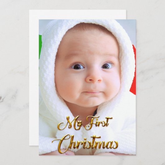 Kerstkaart bewerkbare kinderfoto en tekst (Voorkant / Achterkant)