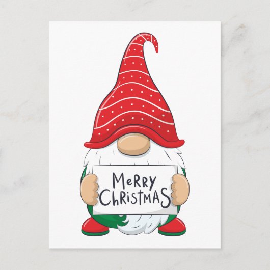 Kerstkaart - Blanke Kerst Kabouter Briefkaart (Voorkant)