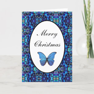 Kerstkaart Blauwe Morpho Butterfly Feestdagen Kaart