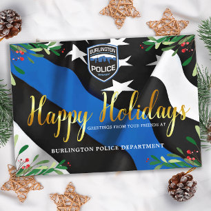 kerstkaart blauwe vlag van de politie