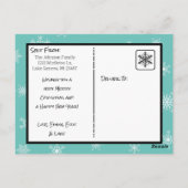kerstkaart Blauwgroen Snowflakes familiekaart Briefkaart (Achterkant)