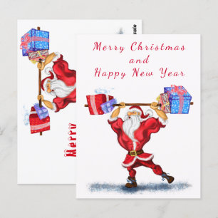 kerstKaart Bodybuilder Santa Fun Briefkaart