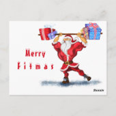 kerstKaart Bodybuilder Santa Fun Briefkaart (Achterkant)