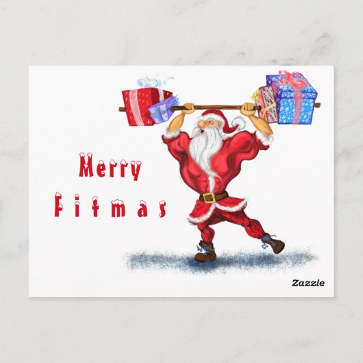 kerstKaart Bodybuilder Santa Fun Briefkaart (Achterkant)