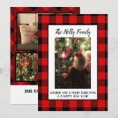 Kerstkaart Boerderij Zwart Rood Buffalo Geruit (Voorkant / Achterkant)