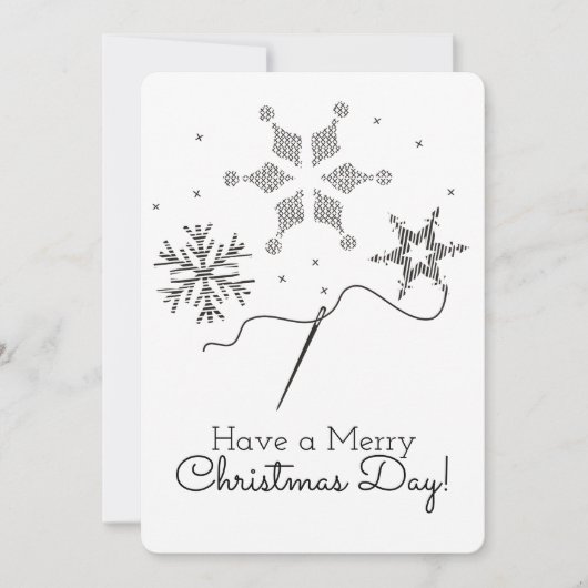 Kerstkaart borduurwerk kruissteek naaien (Voorkant)