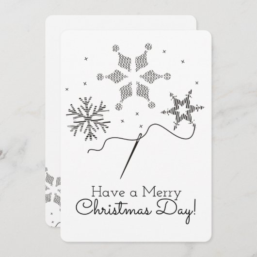 Kerstkaart borduurwerk kruissteek naaien (Voorkant / Achterkant)