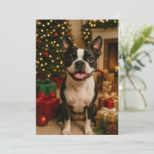 Kerstkaart Boston Terrier Kaart (Staand voorkant)