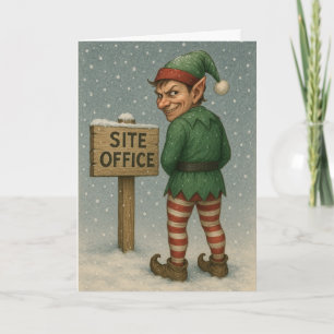 Kerstkaart bouwvakker - ondeugende elf! kaart