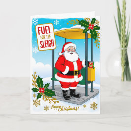 Kerstkaart brandstof de slee grappig feestdagen kaart
