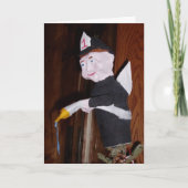 "Kerstkaart 'Brandweerman als piek van de kerstboo Kaart (Voorkant)