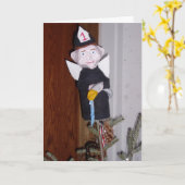 "Kerstkaart "Brandweerman engel op boomtop"" Kaart (Gele Bloem)