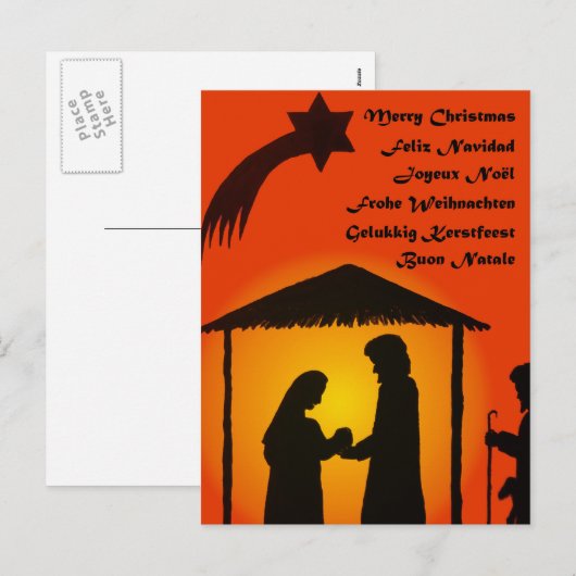 Kerstkaart briefkaart - meertalig (Voorkant / Achterkant)