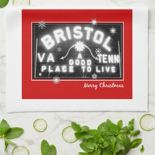 Kerstkaart Bristol Slogan Theedoek (Gevouwen)