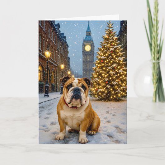 Kerstkaart Bulldog Feestdagen Kaart (Voorkant)