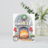 Kerstkaart By The Fire Flat (Staand voorkant)
