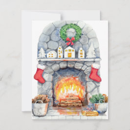Kerstkaart By The Fire Flat