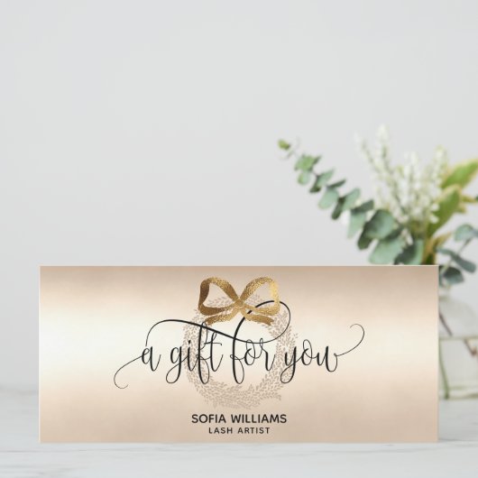 Kerstkaart Cadeau Kaart Bow Krans Logo (Staand voorkant)