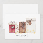 Kerstkaart cadeaus en verlichting kaart (Voorkant / Achterkant)