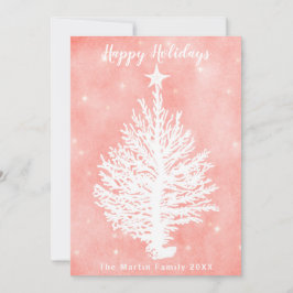 KERSTKAART CORAL HOLIDAY | Retro Kerstboom aan de