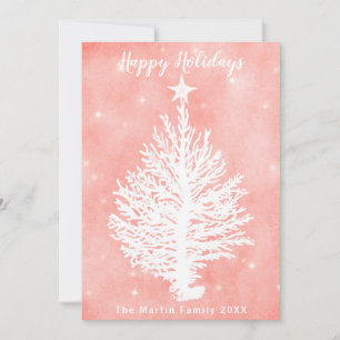 KERSTKAART CORAL HOLIDAY Retro Kerstboom aan de