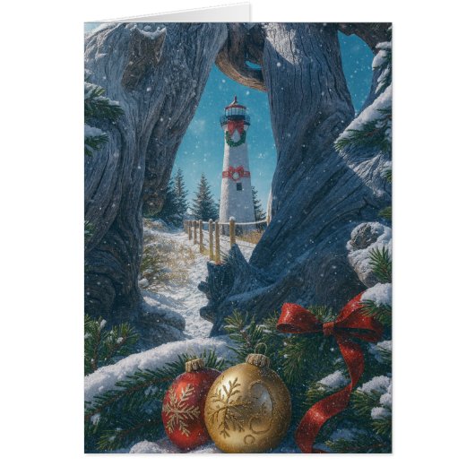 Kerstkaart - Crisp Point Lighthouse  (Voorkant)