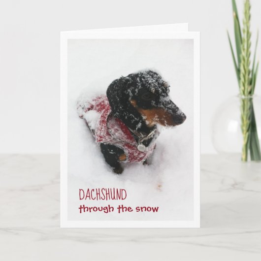 kerstkaart - Dachshund door sneeuw Kaart (Voorkant)