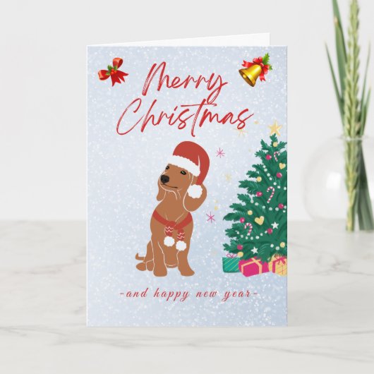Kerstkaart Dachshund Kaart (Voorkant)