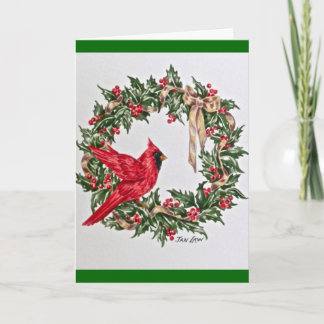 Kerstkaart, de Kroon van Kerstmis met Rode Feestdagen Kaart