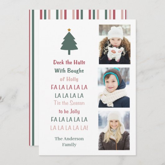 Kerstkaart 'Deck The Halls' (Voorkant / Achterkant)