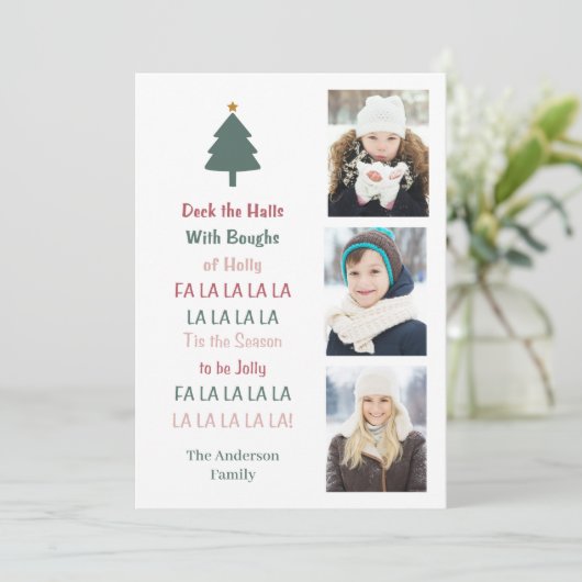 Kerstkaart 'Deck The Halls' (Staand voorkant)