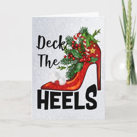 Kerstkaart 'Deck The Heels' Feestdagen Kaart (Voorkant)