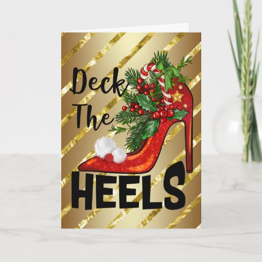 Kerstkaart 'Deck The Heels' Feestdagen Kaart (Voorkant)