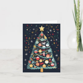 Kerstkaart - decoratieve kerstboom feestdagen kaart