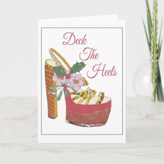 Kerstkaart. Dek de Hielen. De schoen van de Feestdagen Kaart (Voorkant)