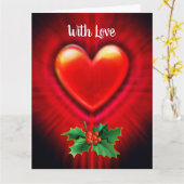 Kerstkaart diep rood hart aangepaste boodschap kaart (Gele Bloem)