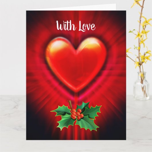 Kerstkaart diep rood hart aangepaste boodschap kaart (Gele Bloem)