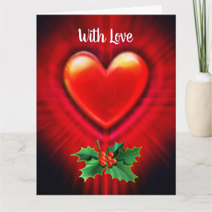 Kerstkaart diep rood hart aangepaste boodschap kaart