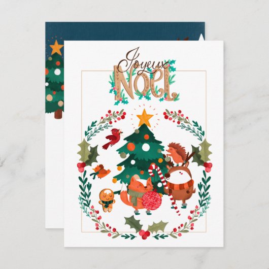 Kerstkaart - Dieren (Voorkant / Achterkant)