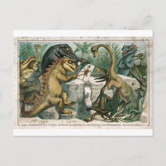 Kerstkaart dinosaurussen bestuderen oude mensen briefkaart (Voorkant)