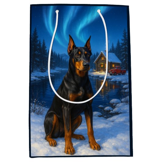 Kerstkaart Duitse Pinscher Medium Cadeauzakje (Voorkant)