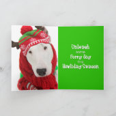 Kerstkaart- één oorige Bull Terrier Feestdagen Kaart (Binnen)