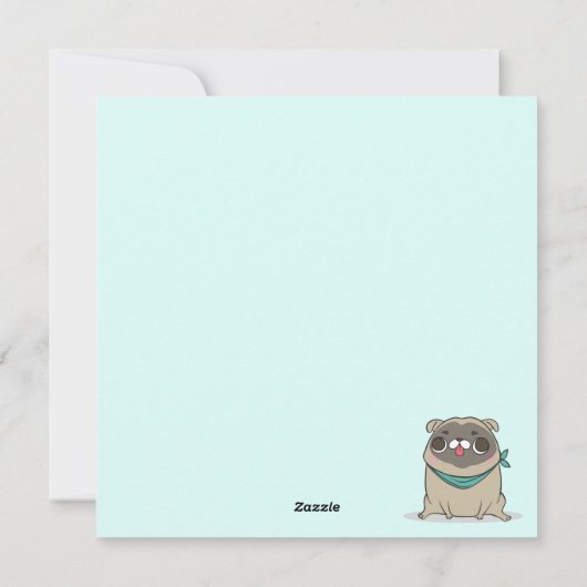 Kerstkaart Eenhoorn Pug (Achterkant)