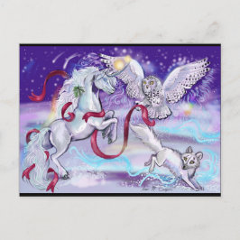 Kerstkaart Eenhoorn Uil en Vos Feestdagenkaart