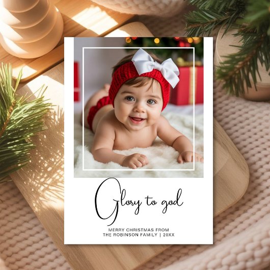 Kerstkaart 'Eer aan God' minimaal ontwerp