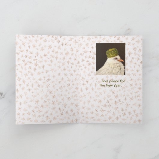 Kerstkaart, eigenaar en duif feestdagen kaart (Binnen)
