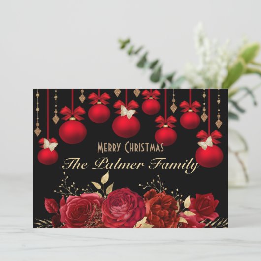 kerstkaart Elegant Gold en rood design (Staand voorkant)